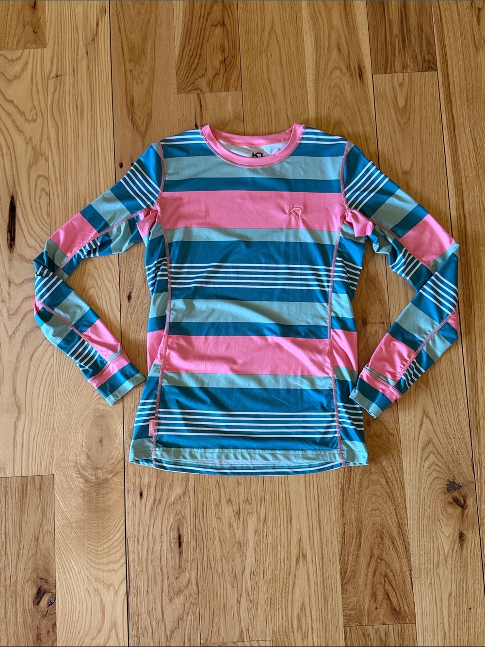 Kari Traa Women's Long Sleeve Striped Performance Top - Pink & Teal
